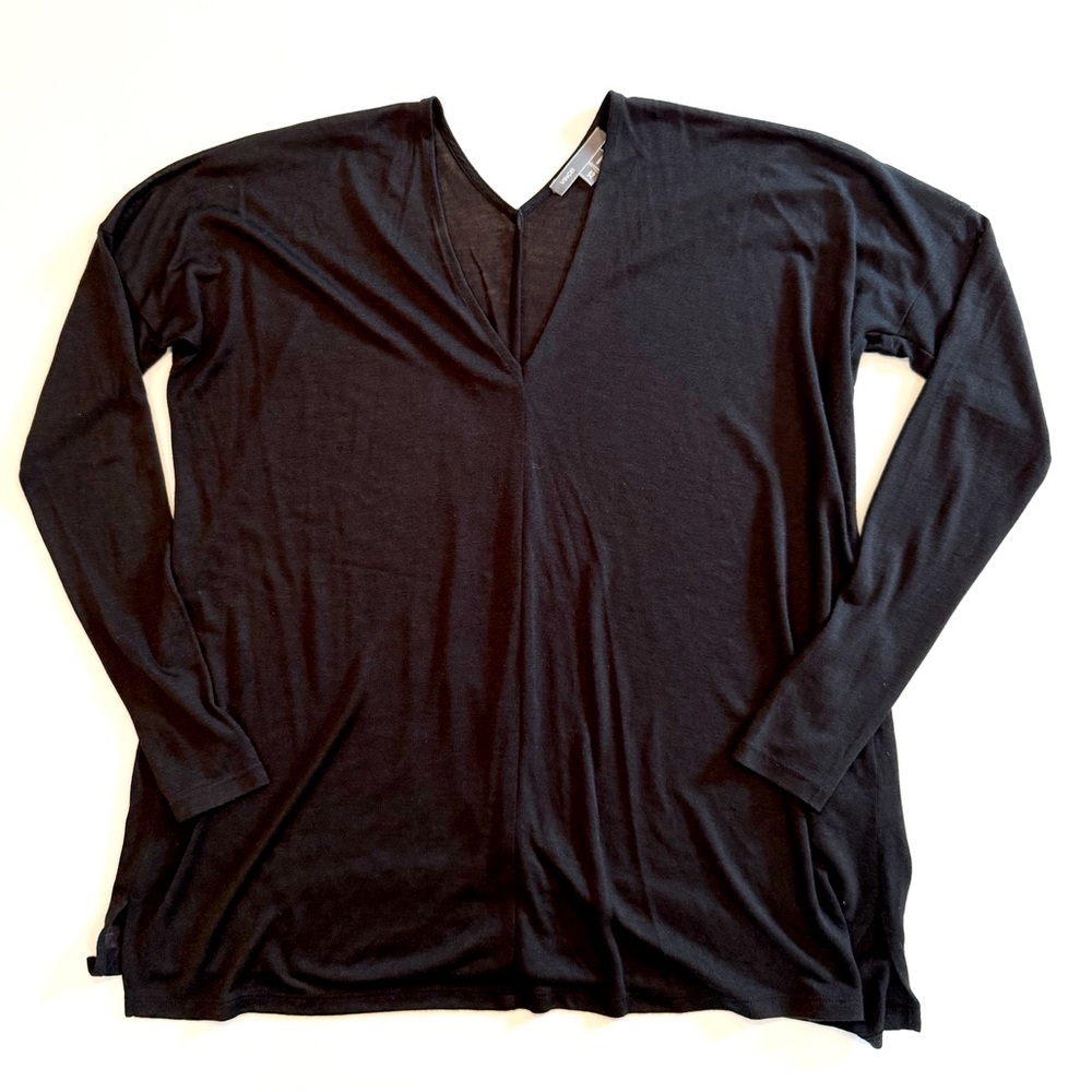Vince Long Sleeve Black Tunic Top